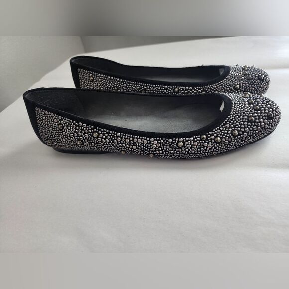 Stuart Weitzman Shoes - Stuart Weitzman Nubeads Flats Suede Black Studded Size 10
